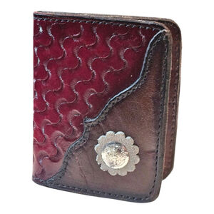 Leather Wallet, Maroon and Brown